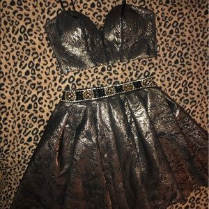 2 piece black & gold dress